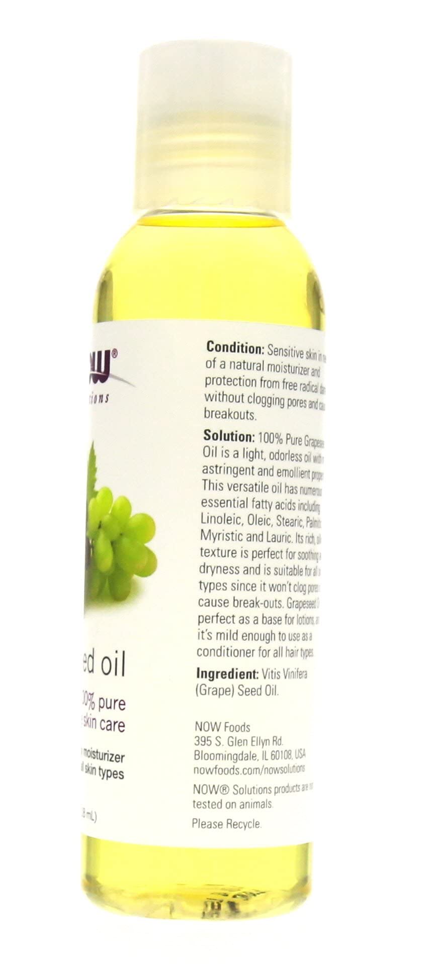 NOW Grape Seed Oil, 4-Ounce (Pack Of 2) – 100% Pure Edible Oil for Cooking & Skin Care