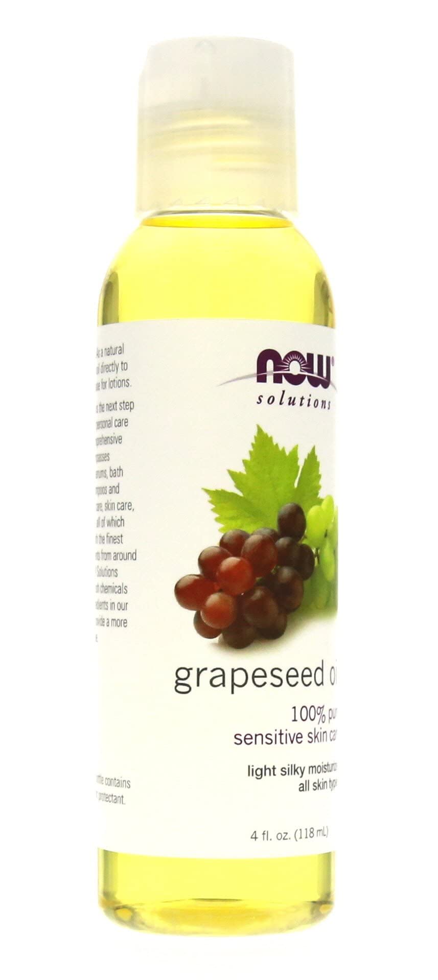 NOW Grape Seed Oil, 4-Ounce (Pack Of 2) – 100% Pure Edible Oil for Cooking & Skin Care