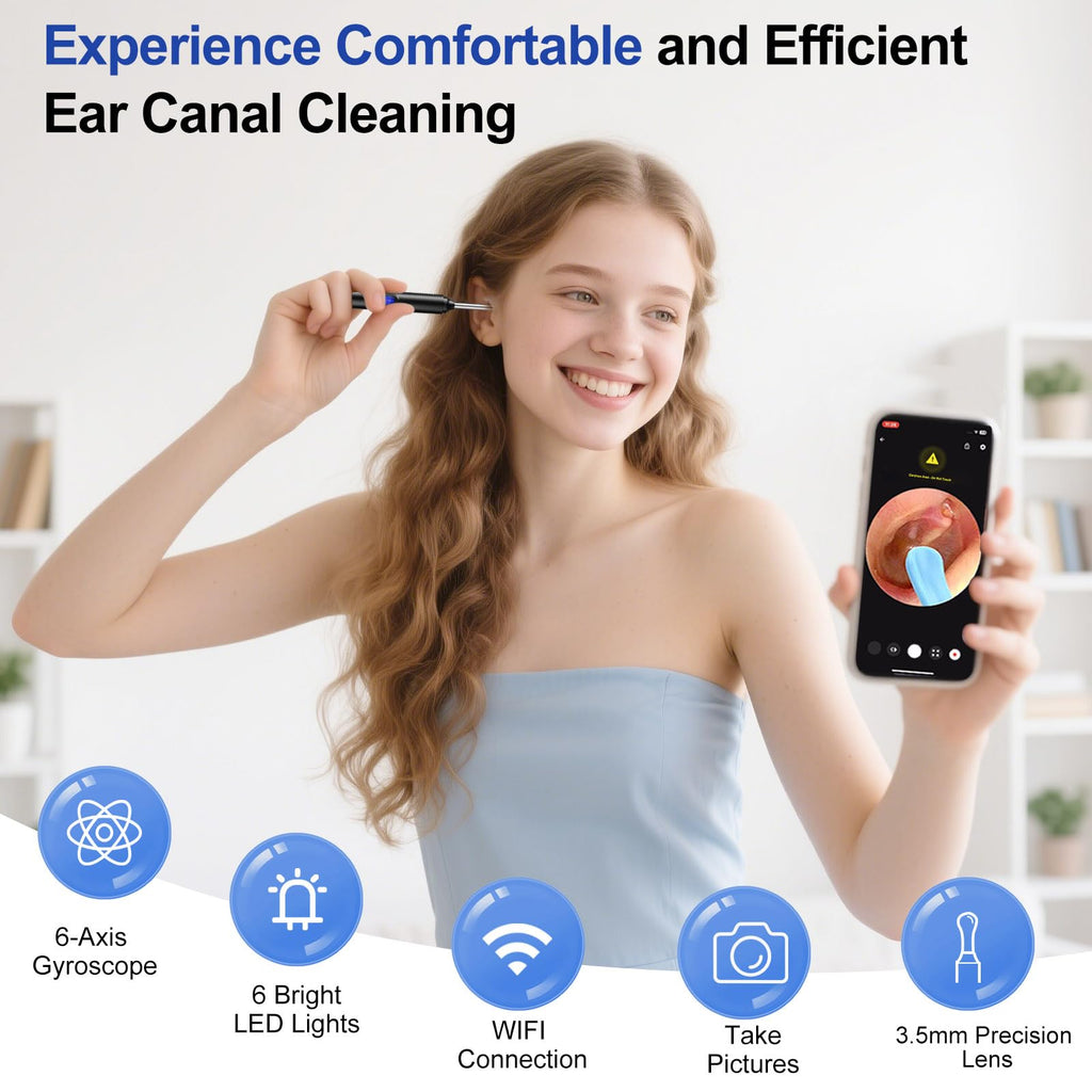 Ntgiso AI Eardrum Alert & Ear Wax Removal Kit — 1080P HD Otoscope Camera, 6-Axis Gyro, Waterproof Lens