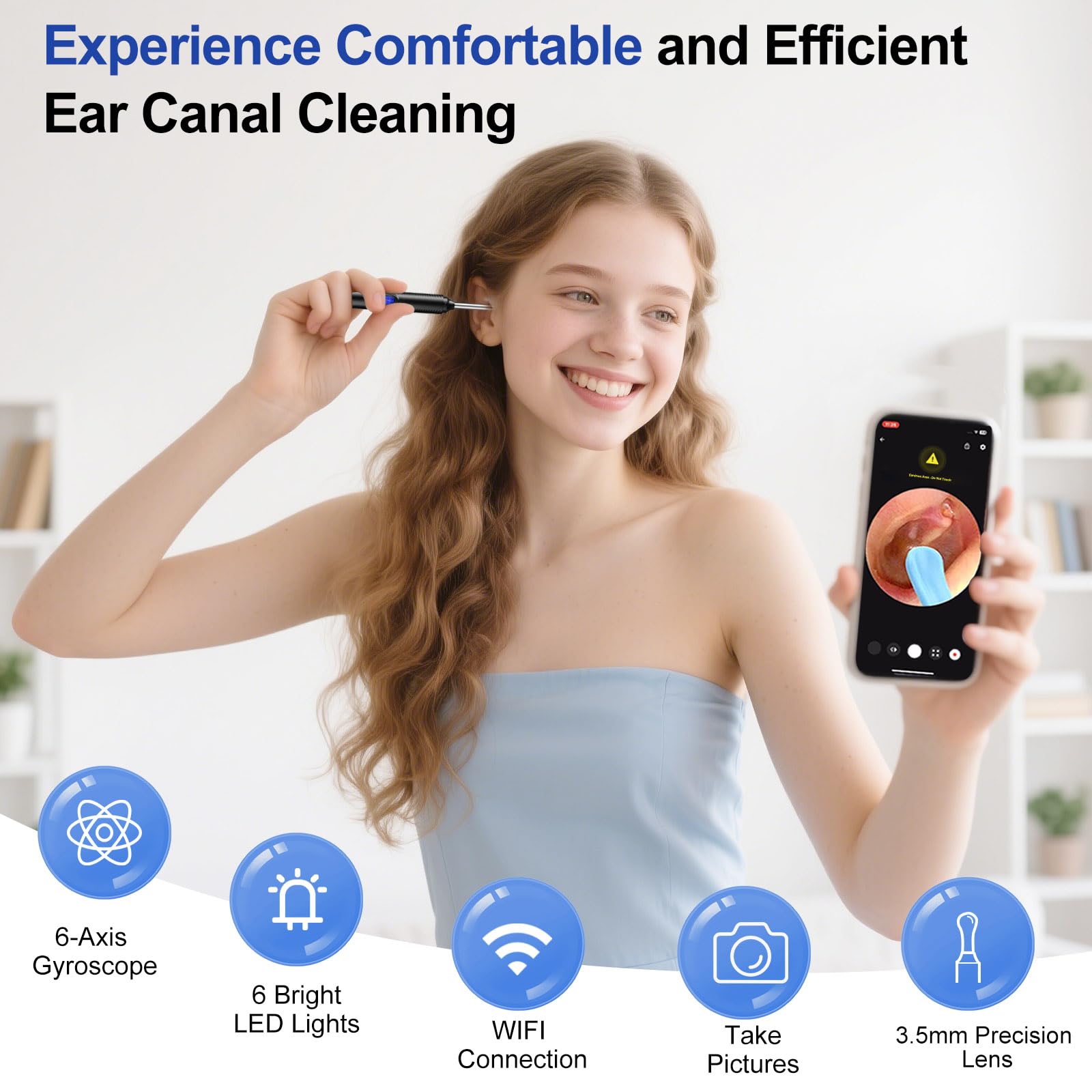 Ntgiso AI Eardrum Alert & Ear Wax Removal Kit — 1080P HD Otoscope Camera, 6-Axis Gyro, Waterproof Lens