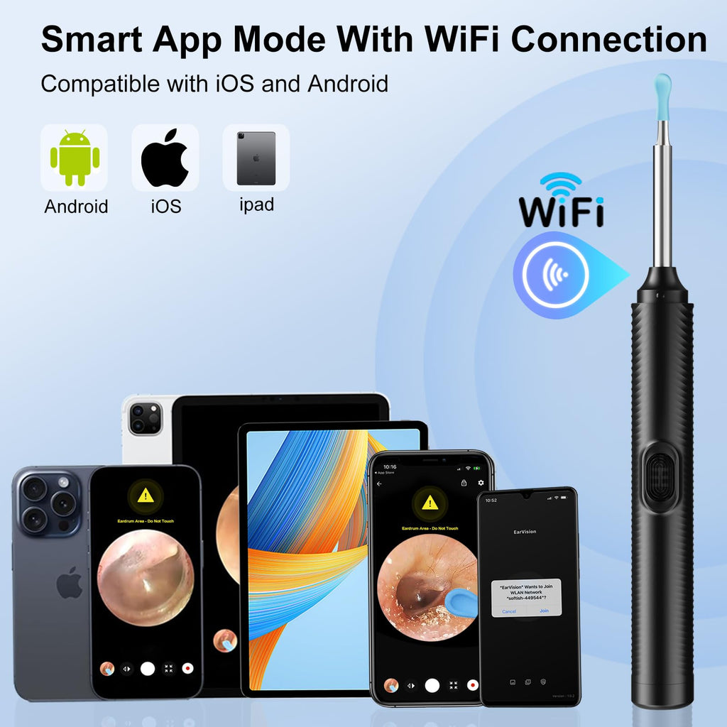 Ntgiso AI Eardrum Alert & Ear Wax Removal Kit — 1080P HD Otoscope Camera, 6-Axis Gyro, Waterproof Lens