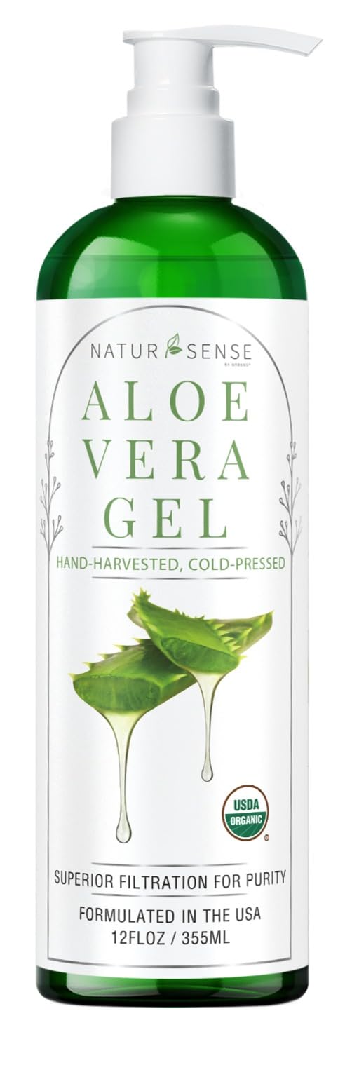 NaturSense USDA Organic Aloe Vera Gel – Deep Hydration for Face, Hair & Skin (12 oz)