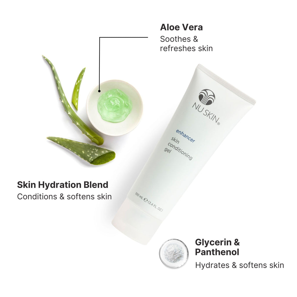 Nu Skin Enhancer Skin Conditioning Gel | Aloe Vera Hydration & Soothing Comfort | Lightweight Moisturizer, 3.4 fl oz, 2-Pack