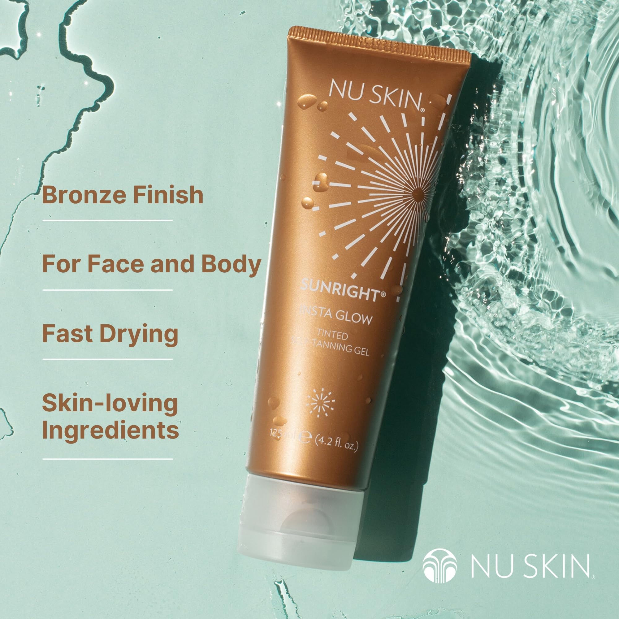 Nu Skin Sunright Insta Glow Self Tanner Gel – Natural Face & Body Tan | 4.2 oz, 2-Pack