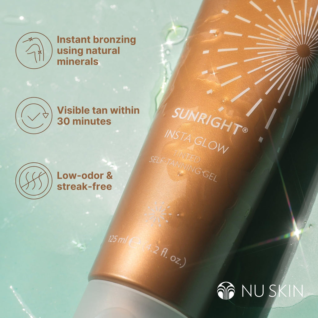 Nu Skin Sunright Insta Glow Self Tanner Gel – Natural Face & Body Tan | 4.2 oz, 2-Pack