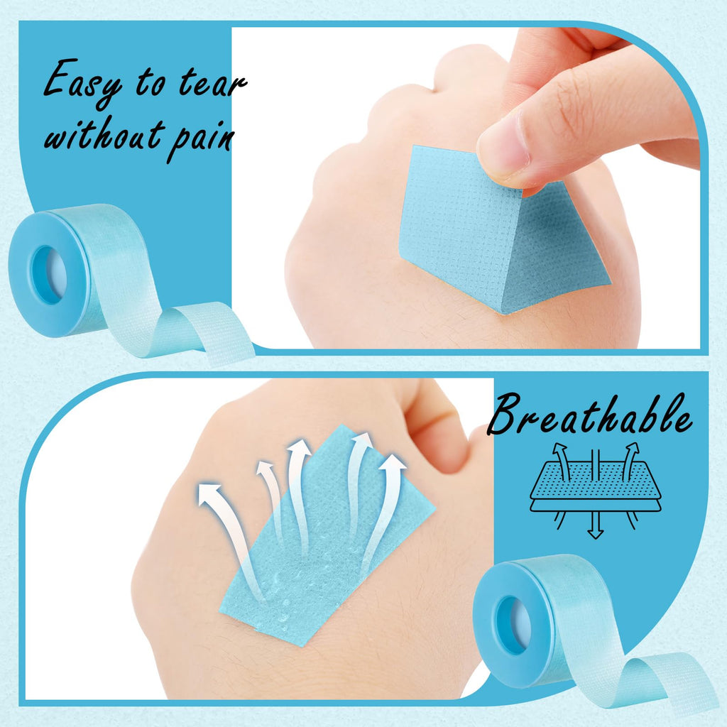 Nuanchu 4 Rolls Lash Tape for Eyelash Extensions – Breathable Skin-Friendly Blue Microporous Tape 0.98in x 3.9yd