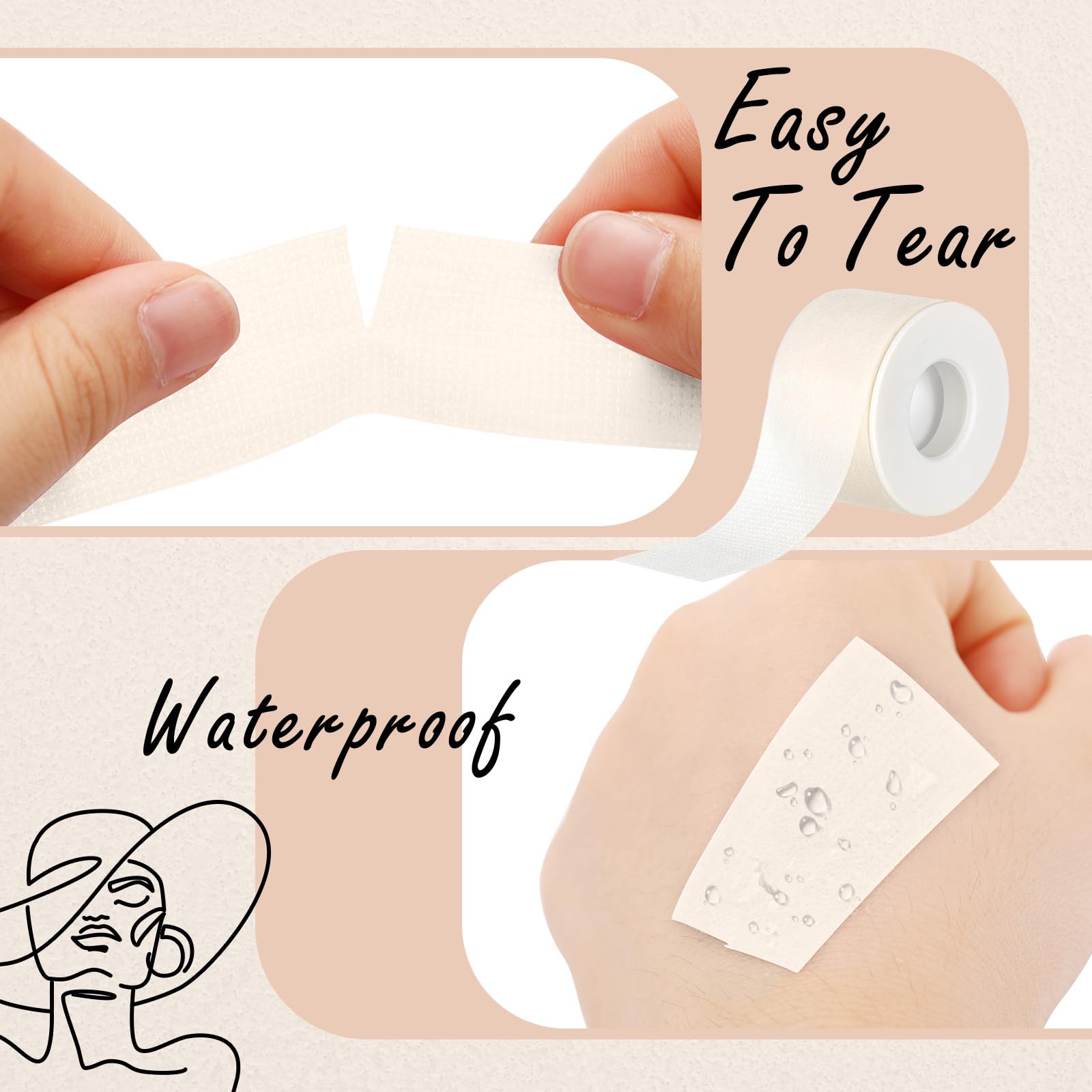 Nuanchu 4 Rolls Lash Tape for Eyelash Extensions — Breathable, Skin-Friendly, 0.98 in x 3.9 yd
