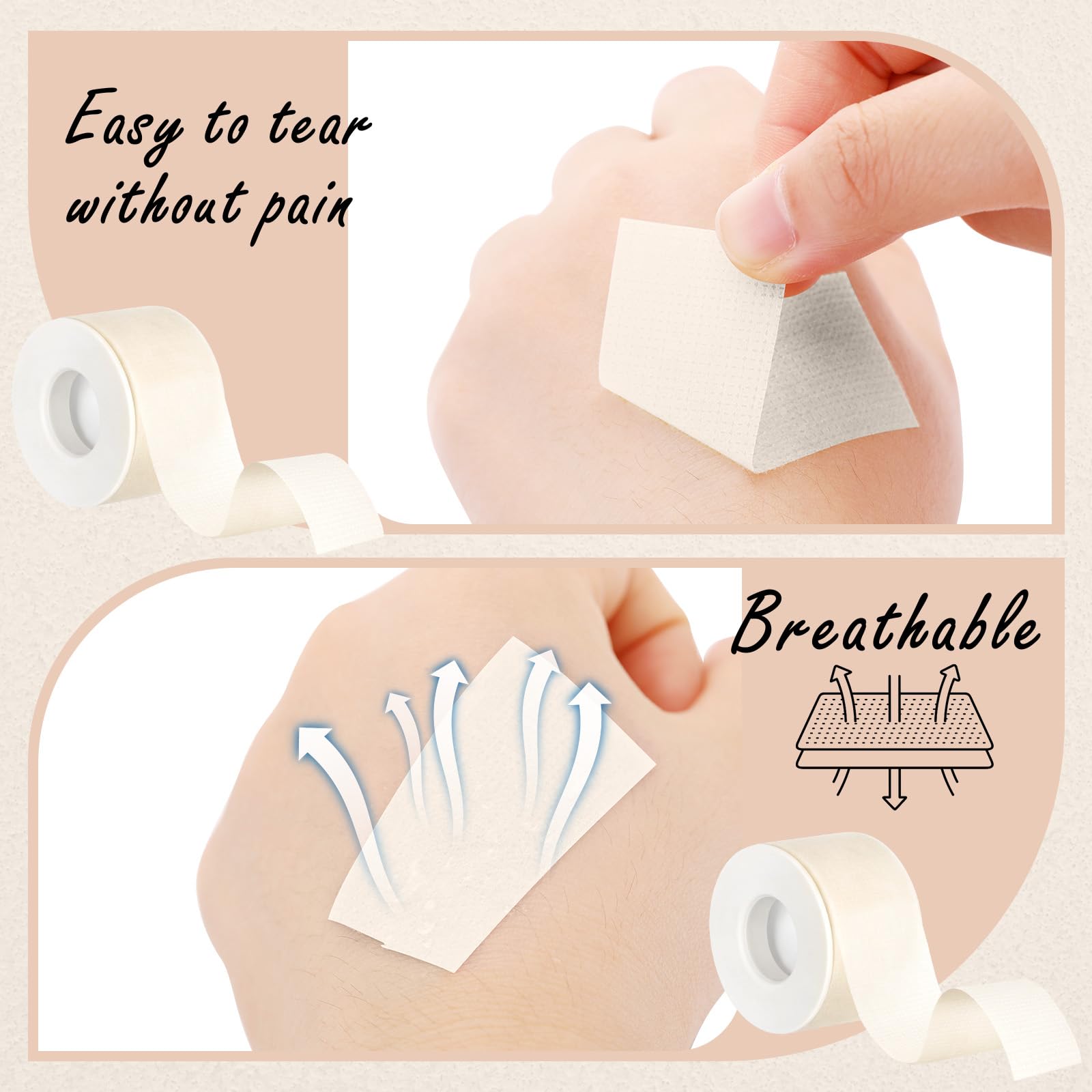 Nuanchu 4 Rolls Lash Tape for Eyelash Extensions — Breathable, Skin-Friendly, 0.98 in x 3.9 yd