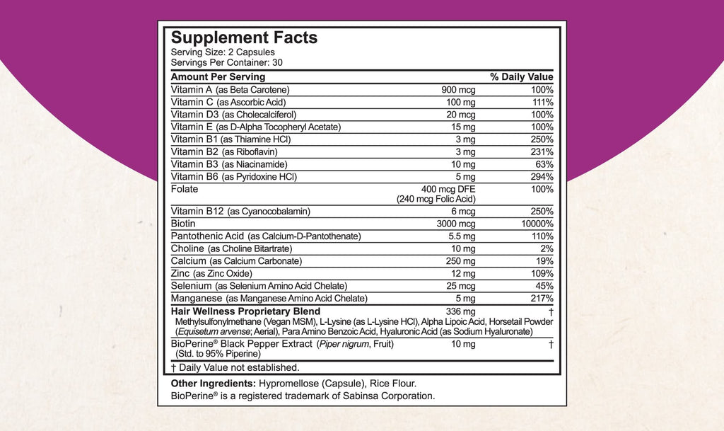 NuBest Hair Xtra - Hair Growth Vitamin with Biotin, Zinc & MSM | Vegan, Non-GMO