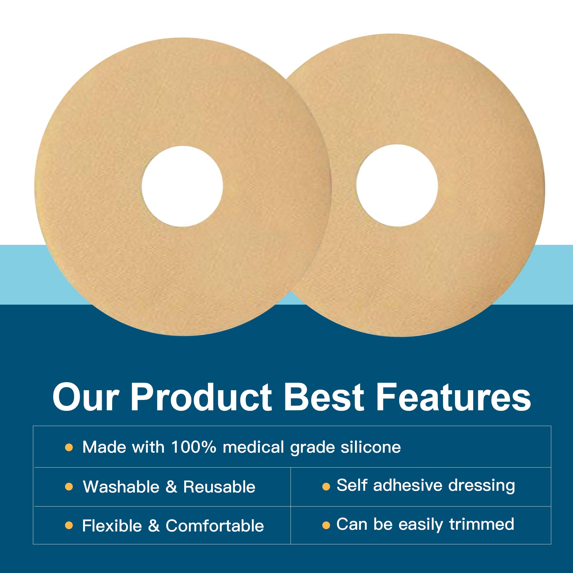 Nubical 6-Pack Silicone Breast Scar Sheets Tape – Round Blue Post-Surgery Scar Care