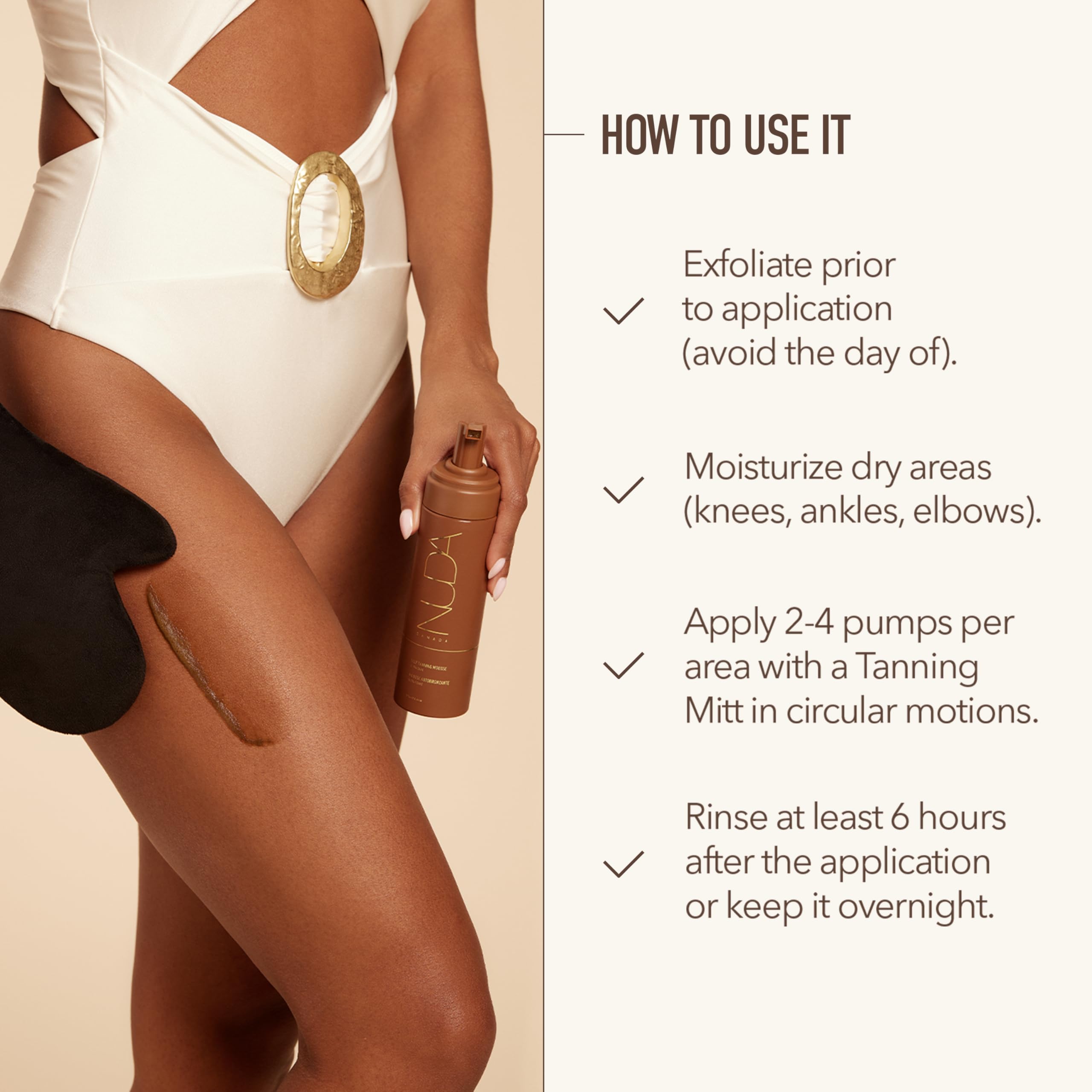 Nuda Ultra Dark BronzeFoam Self Tanning Mousse | Fast-Drying, Streak-Free Sunless Tanner | 190mL