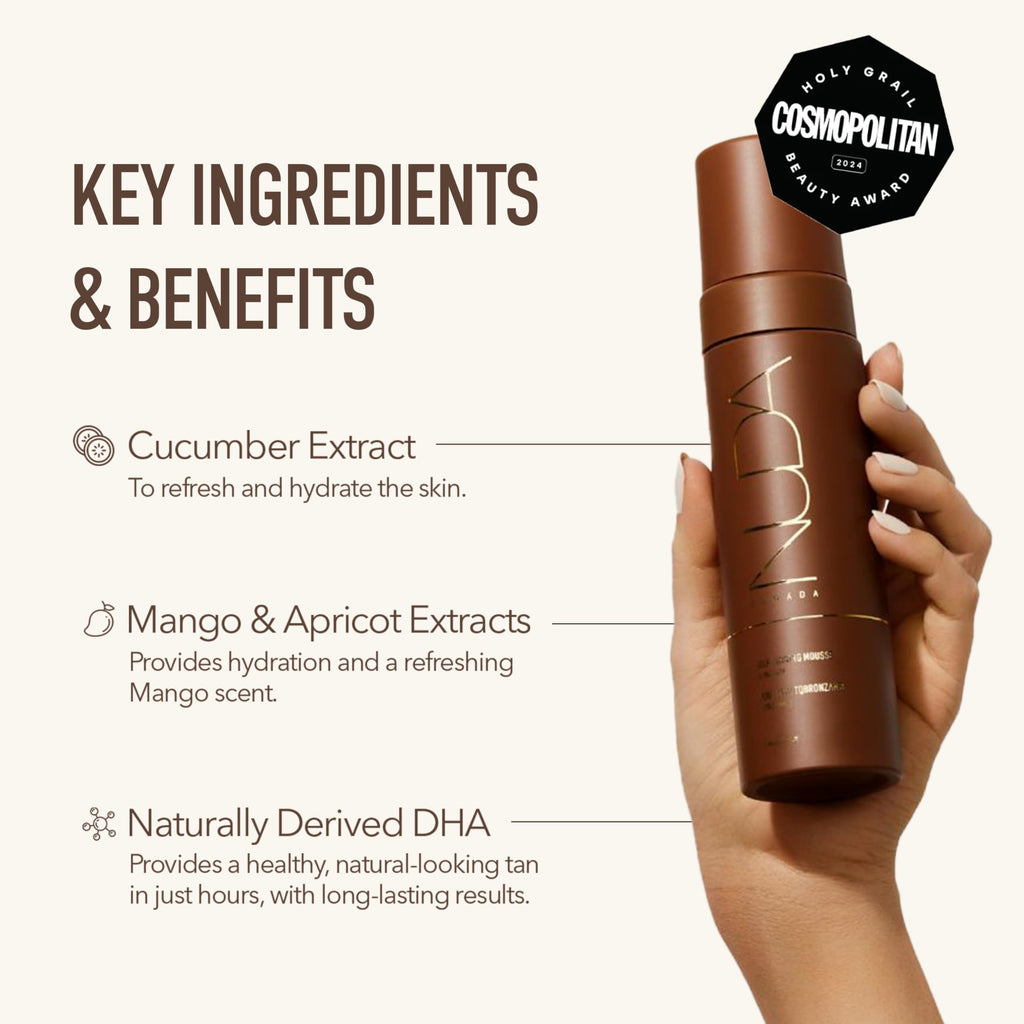 Nuda Ultra Dark BronzeFoam Self Tanning Mousse | Fast-Drying, Streak-Free Sunless Tanner | 190mL