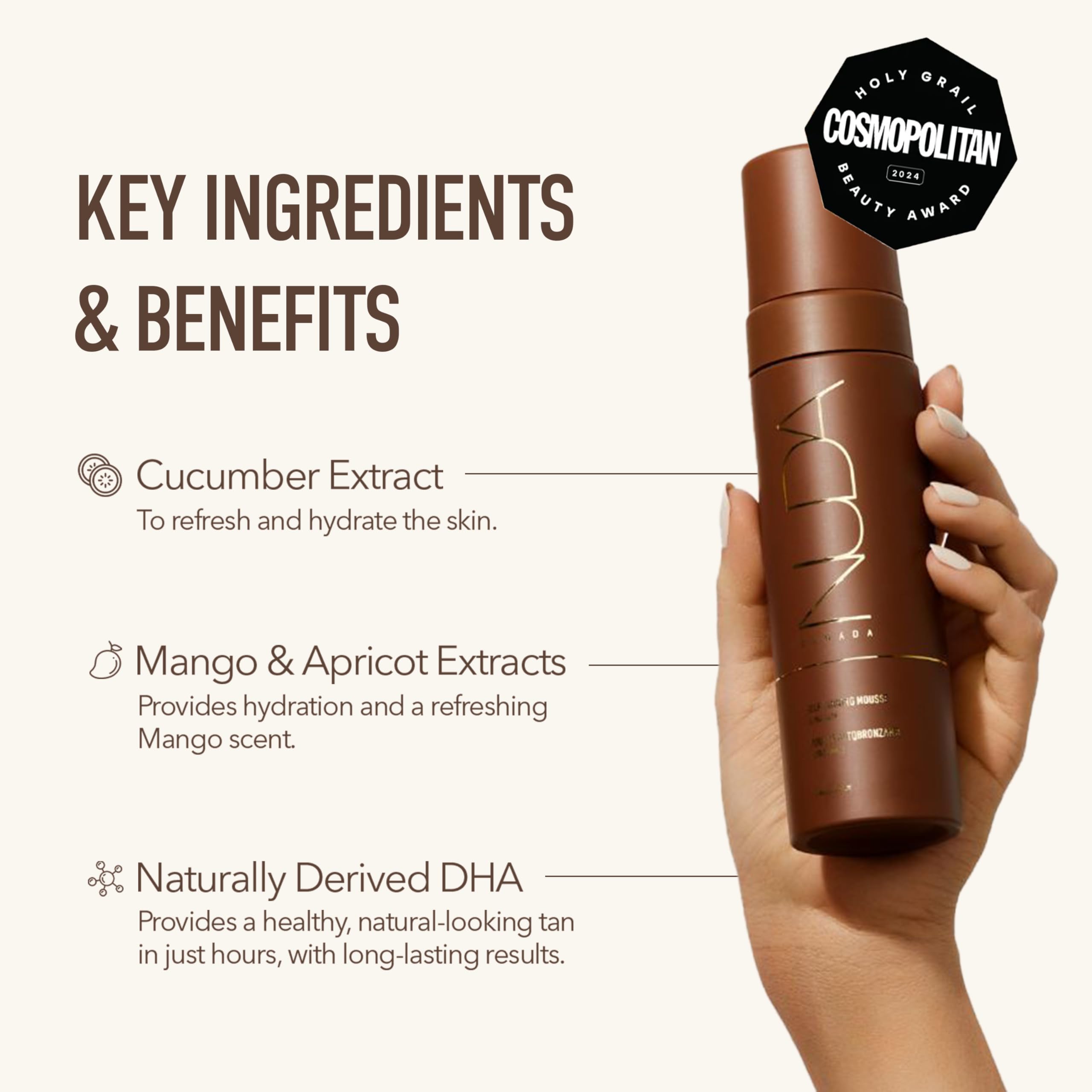 Nuda Ultra Dark BronzeFoam Self Tanning Mousse | Fast-Drying, Streak-Free Sunless Tanner | 190mL