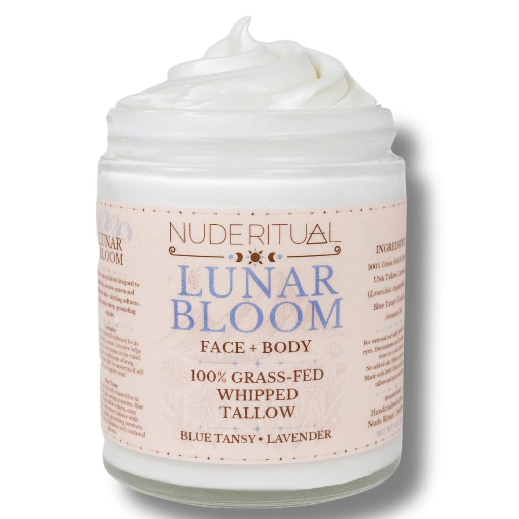 Nude Ritual Lunar Bloom Whipped Tallow Balm – 100% Grass-Fed Skin Care for Face & Body | 4 oz