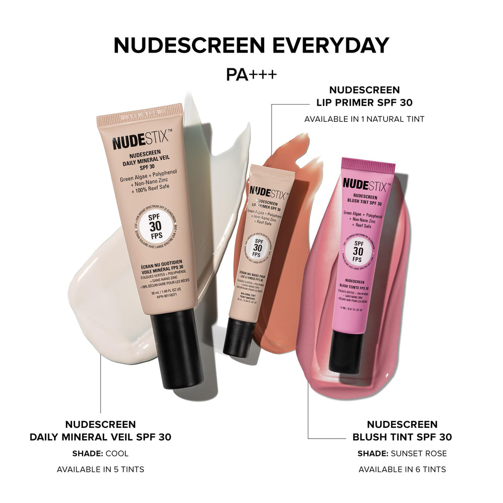 Nudestix Nudescreen Daily Mineral Veil SPF 30 – Warm Tint, Lightweight, Oil-Free