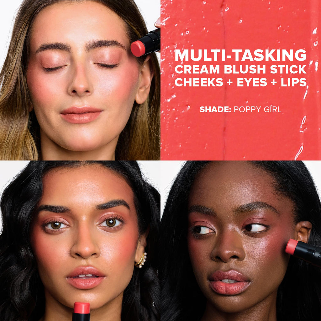 Nudestix Nudies Bloom All Over Dewy Color – 3-in-1 Cream Blush Stick in Poppy Girl