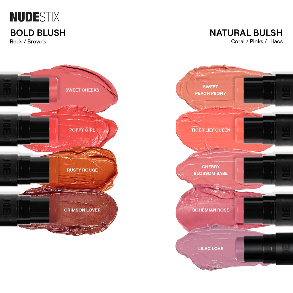 Nudestix Nudies Bloom All Over Dewy Color – 3-in-1 Cream Blush Stick in Poppy Girl