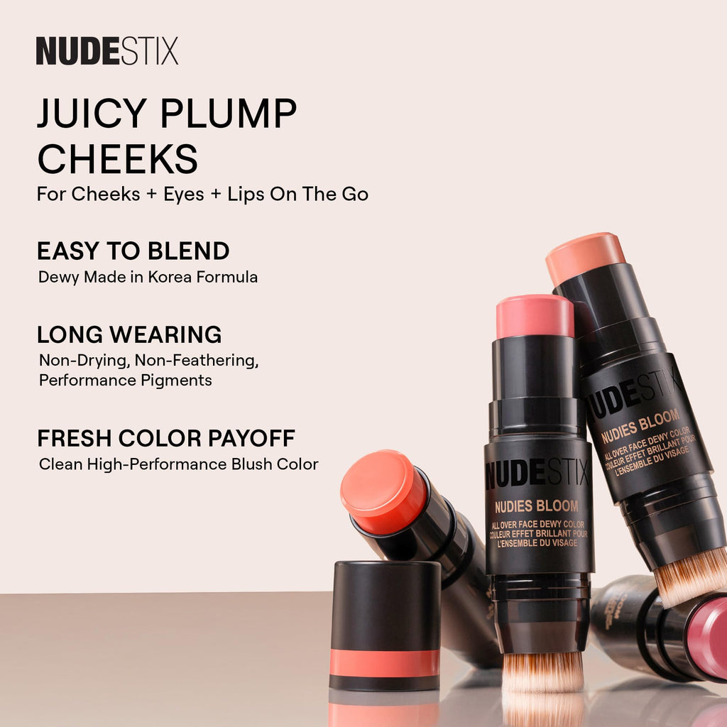 Nudestix Nudies Bloom All Over Dewy Color – 3-in-1 Cream Blush Stick in Poppy Girl