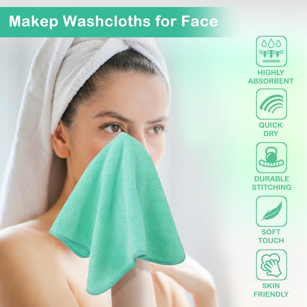 Nugilla Makeup Remover Cloths - 12x12in Reusable Microfiber Towels, 6-Pack