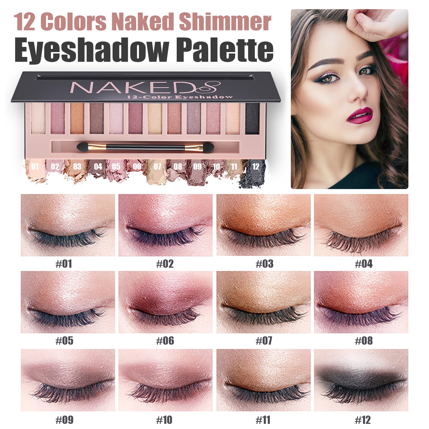 NUIBO All-in-One Makeup Kit – 12-Color Eyeshadow, Foundation, Lipstick & More