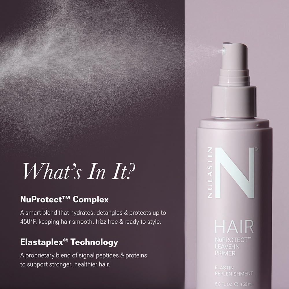 NULASTIN NuProtect Leave In Conditioner Spray – Silicone-Free Heat Protectant, Detangler, 24HR Frizz Control (5 Fl Oz)