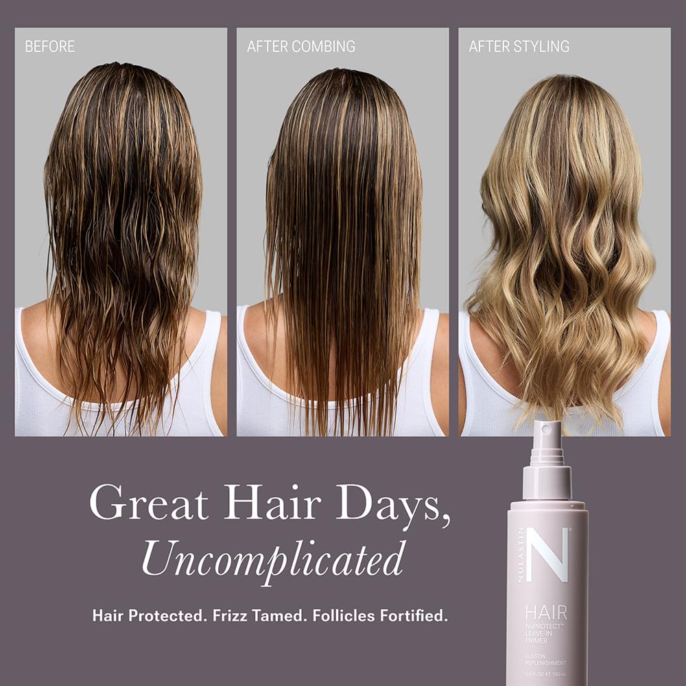NULASTIN NuProtect Leave In Conditioner Spray – Silicone-Free Heat Protectant, Detangler, 24HR Frizz Control (5 Fl Oz)