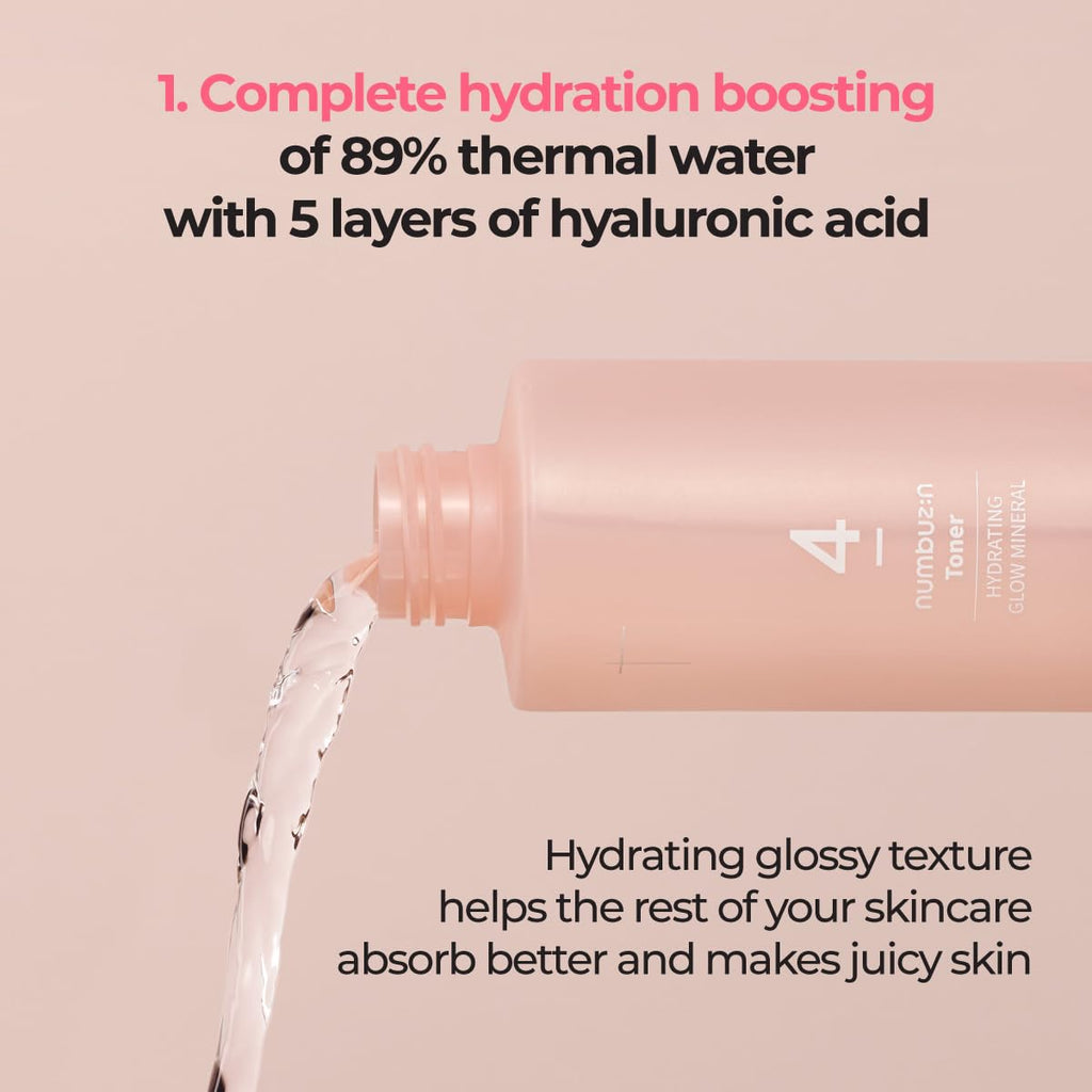 Numbuzin No.4 Toner | Hydrating Glow Mineral Toner with Thermal Water, Hyaluronic Acid & Niacinamide | Deep Hydration, Glowing Skin, Makeup Booster, Gentle Exfoliation