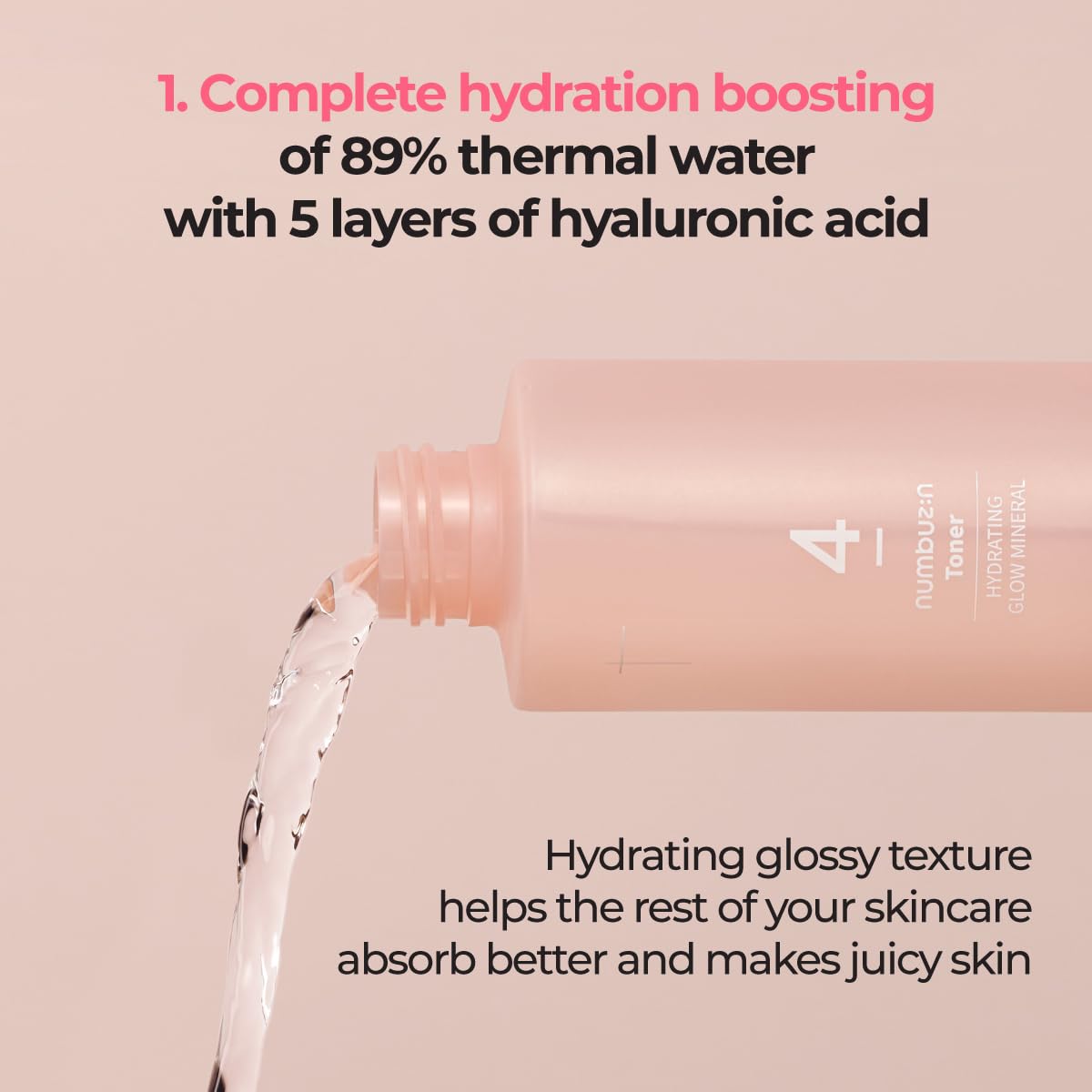 Numbuzin No.4 Toner | Hydrating Glow Mineral Toner with Thermal Water, Hyaluronic Acid & Niacinamide | Deep Hydration, Glowing Skin, Makeup Booster, Gentle Exfoliation