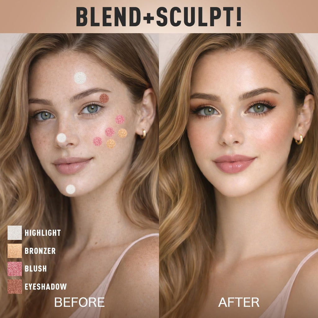 Nunuda Eyes & Cheeks Palette – 4-in-1 Eyeshadow, Blush, Highlighter & Bronzer