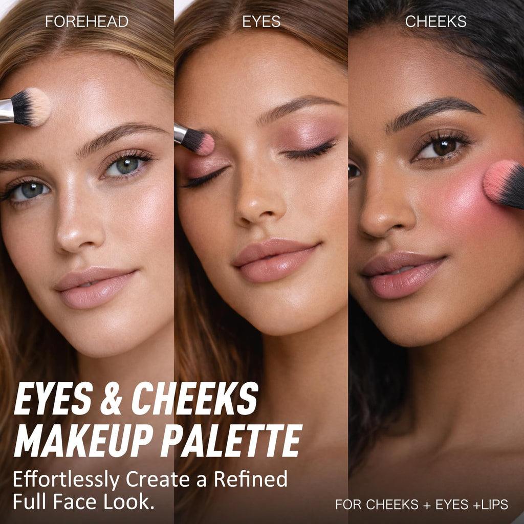 Nunuda Eyes & Cheeks Palette – 4-in-1 Eyeshadow, Blush, Highlighter & Bronzer