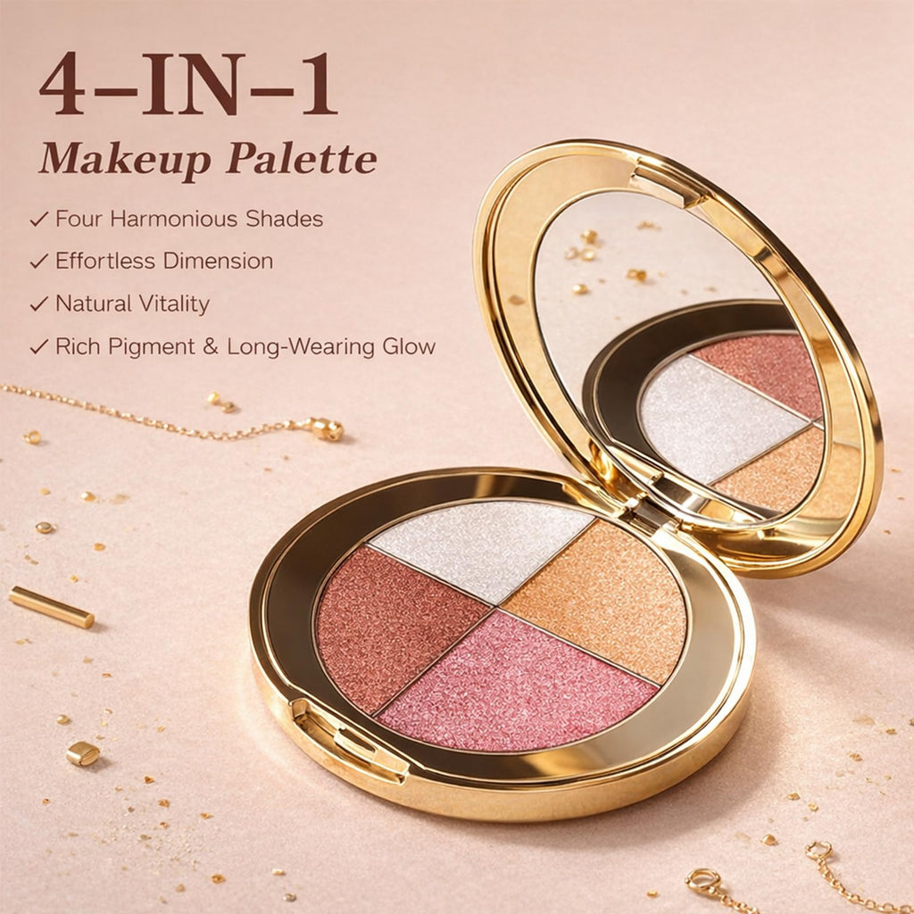 Nunuda Eyes & Cheeks Palette – 4-in-1 Eyeshadow, Blush, Highlighter & Bronzer