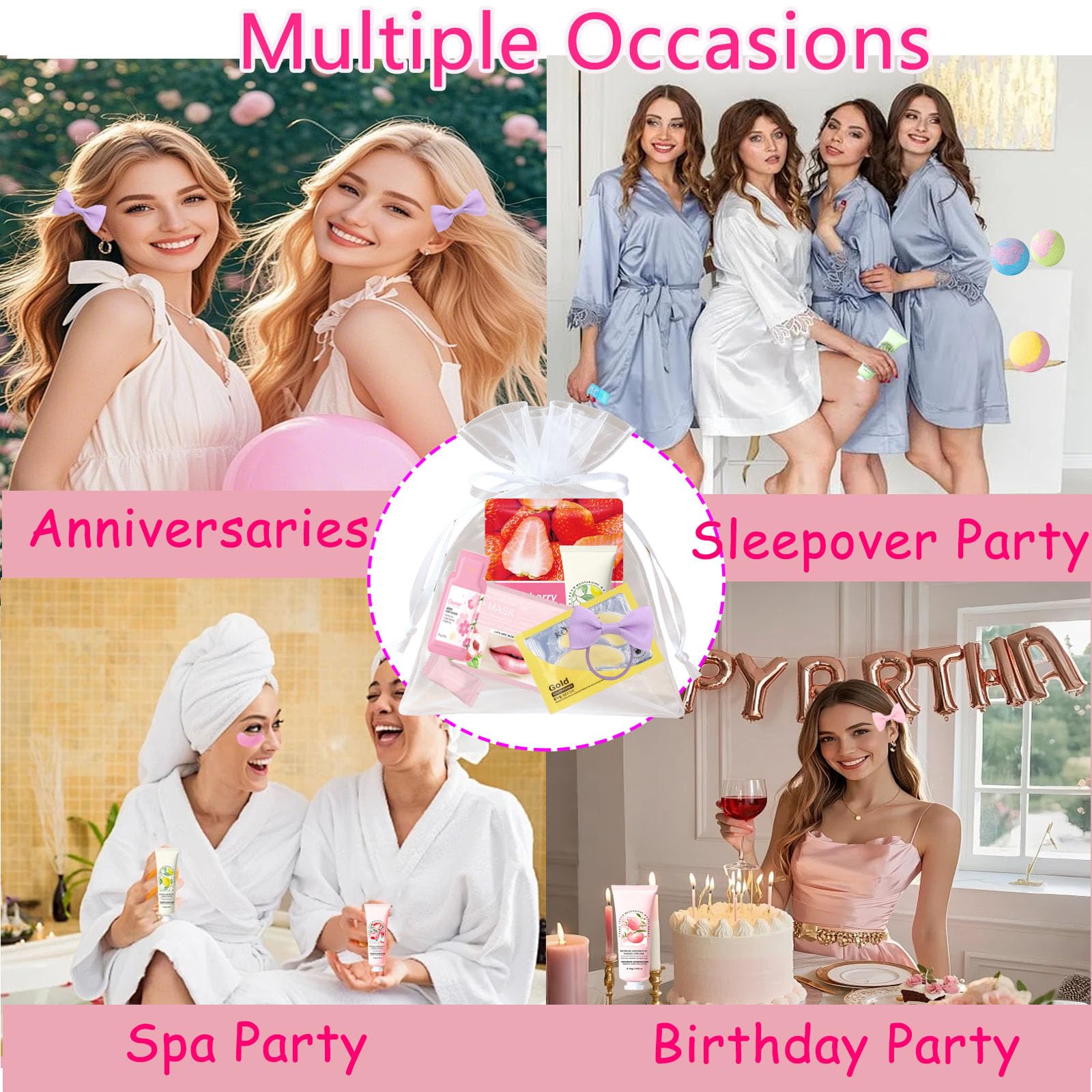 NUOMAN 144 PCS Spa Party Supplies for Women – Face Masks, Hand Cream & Bath Bombs