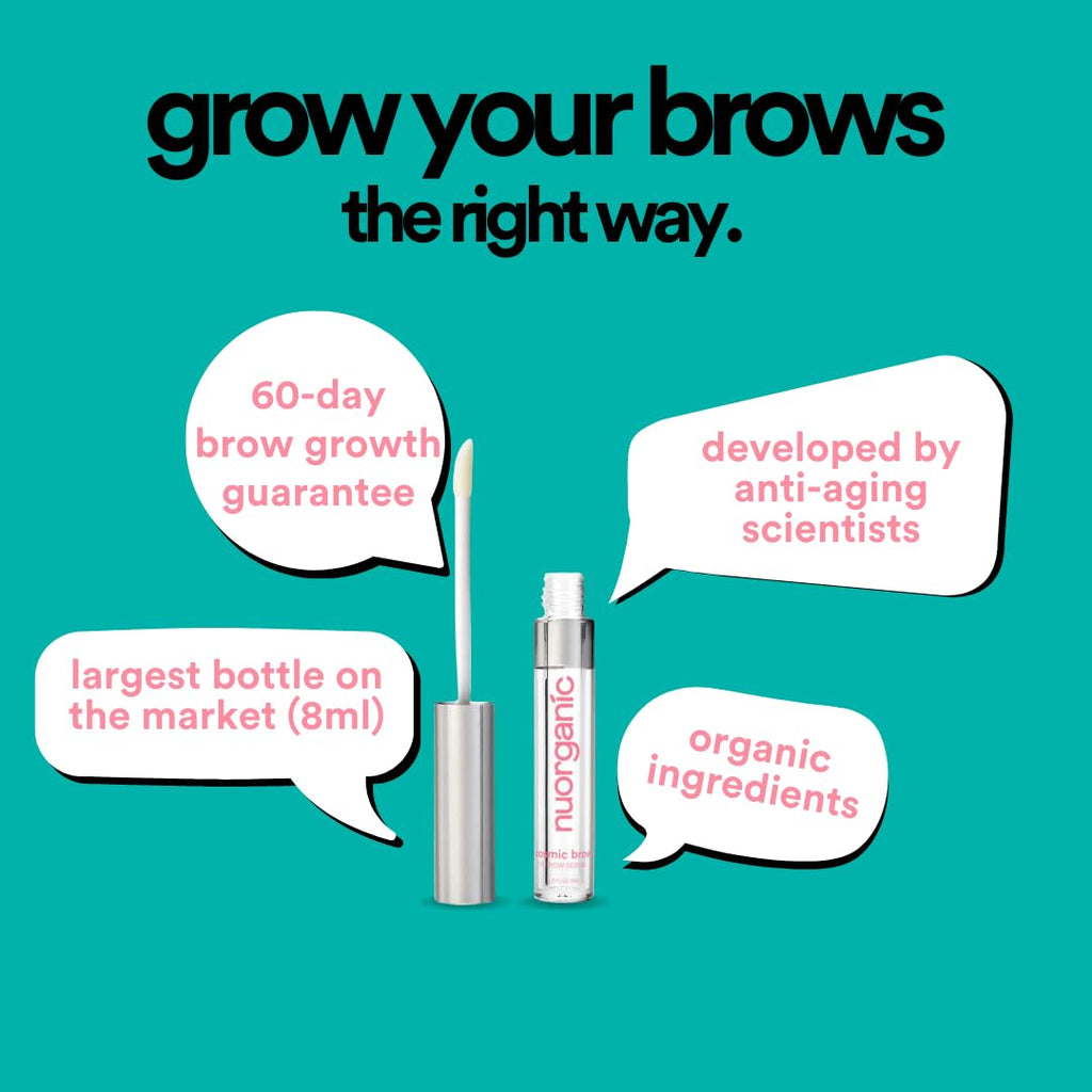 NuOrganic Cosmic Brow Serum – Growth for Thicker, Longer, Defined Brows | Cruelty-Free, Made in USA | XL 4-Month Supply