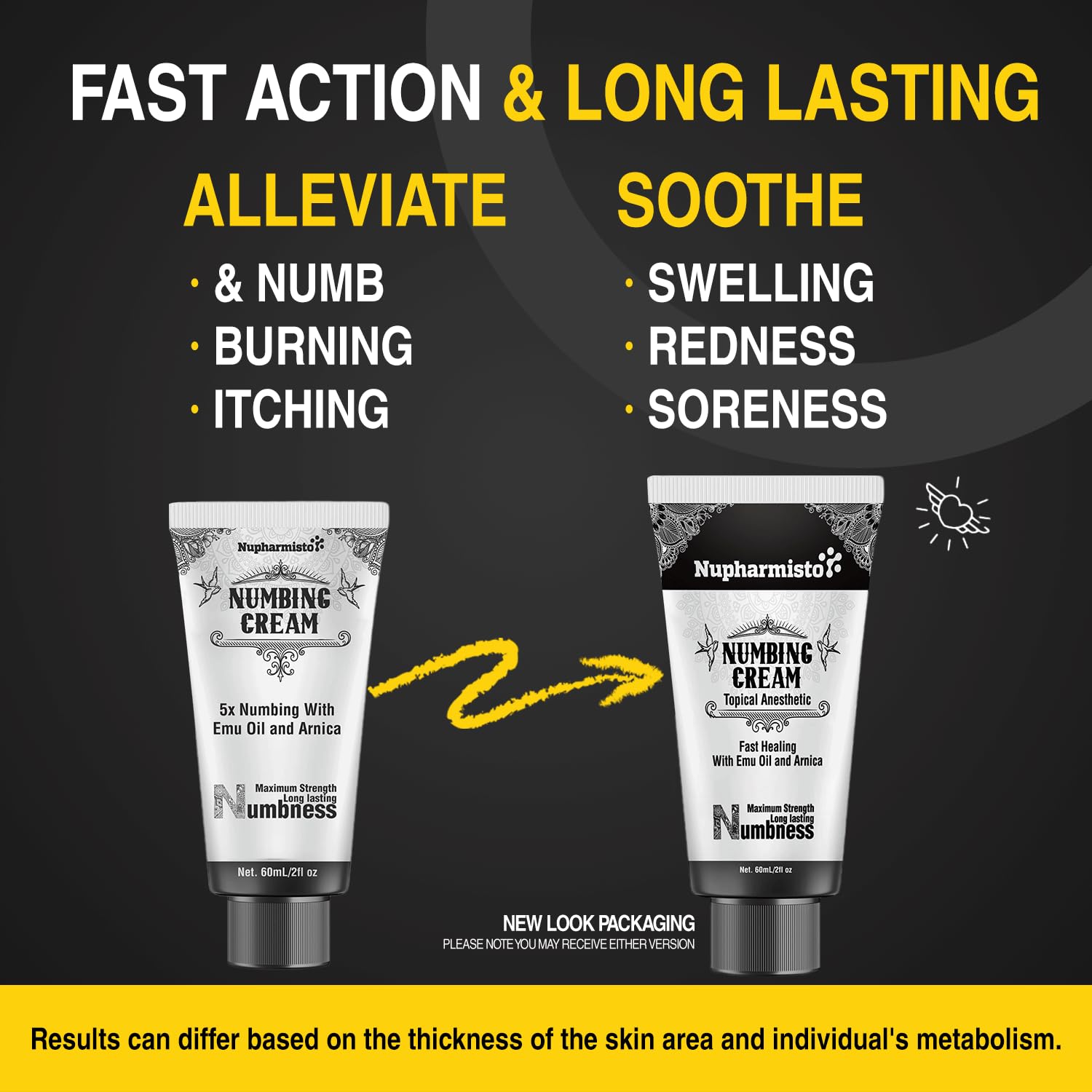 Nupharmco Numbing Cream Maximum Strength – Long-Lasting Relief with Menthol, Arnica & Emu Oil (60ml)
