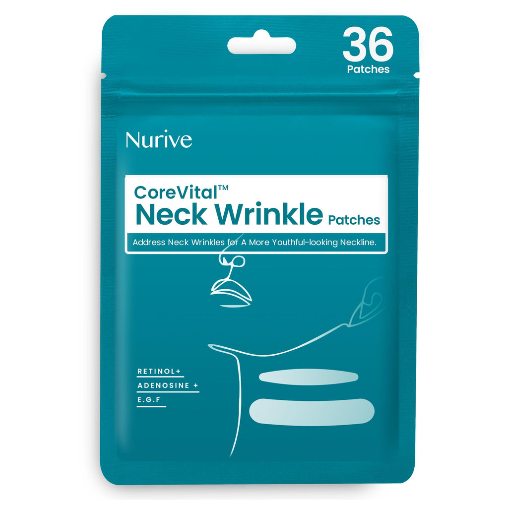 NURIVE Advanced Wrinkle Patches 60ct Invisible Overnight Tape with Retinol & Collagen (Medium Neck)
