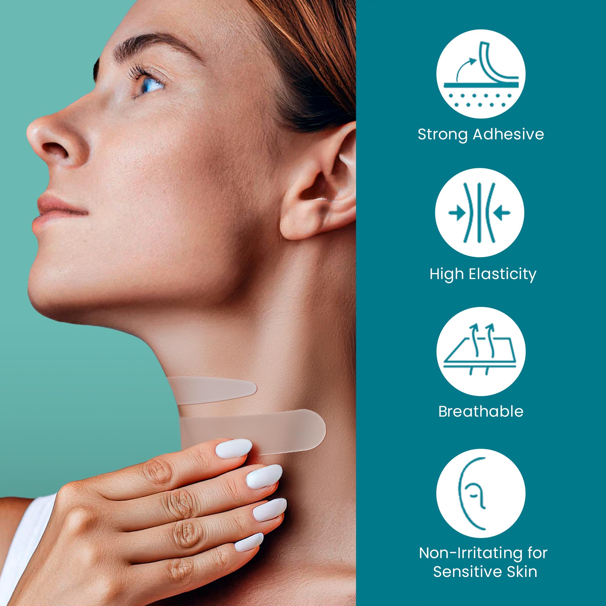 NURIVE Advanced Wrinkle Patches 60ct Invisible Overnight Tape with Retinol & Collagen (Medium Neck)