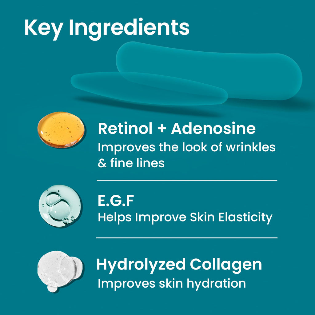 NURIVE Advanced Wrinkle Patches 60ct Invisible Overnight Tape with Retinol & Collagen (Medium Neck)