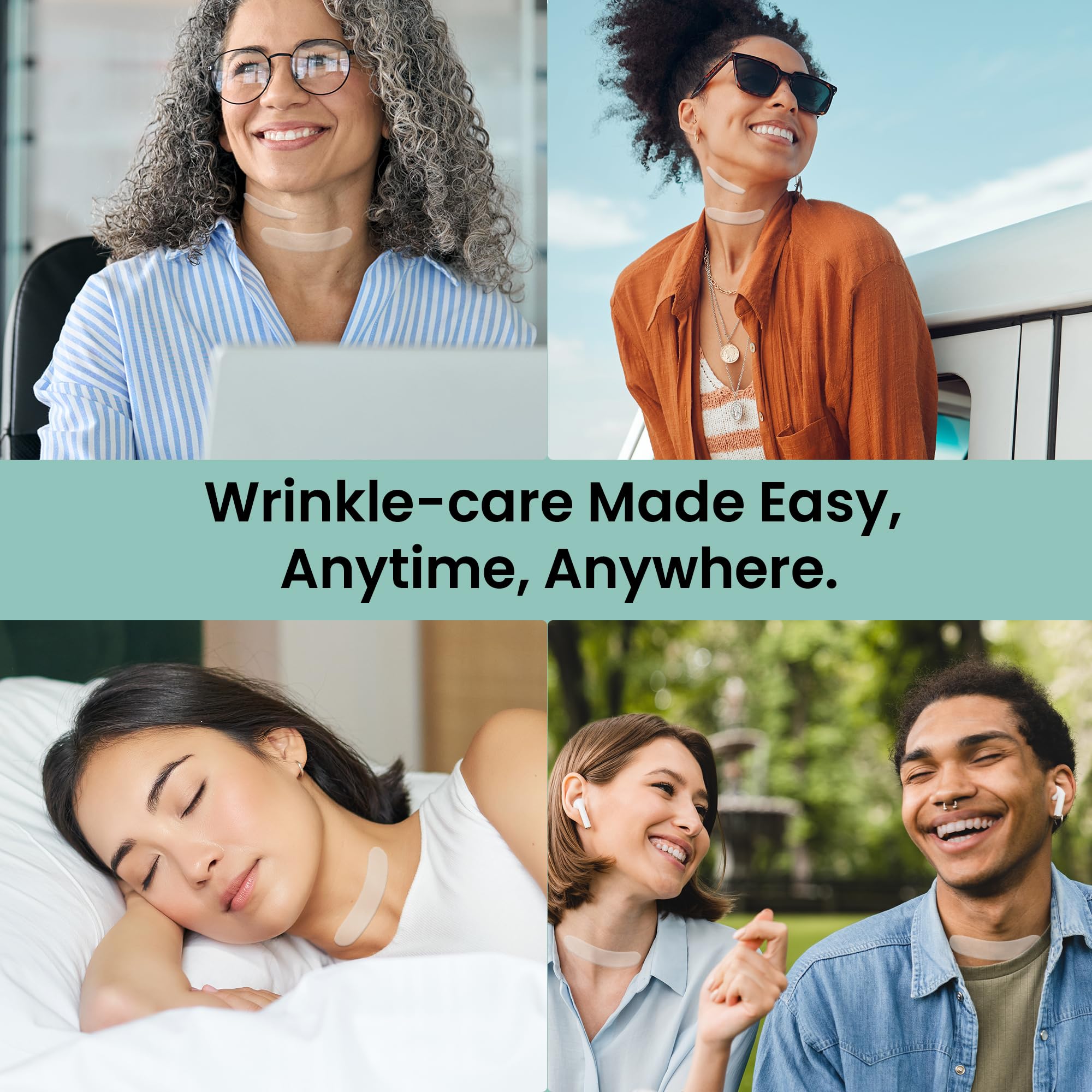 NURIVE Advanced Wrinkle Patches 60ct Invisible Overnight Tape with Retinol & Collagen (Medium Neck)