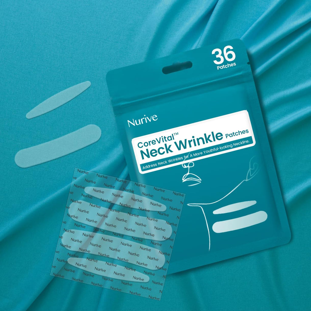 NURIVE Advanced Wrinkle Patches 60ct Invisible Overnight Tape with Retinol & Collagen (Medium Neck)