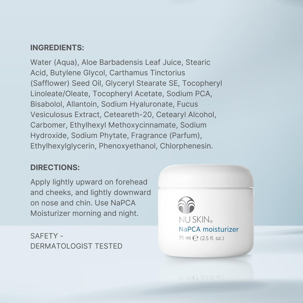NuSkin NaPCA Moisturizer | Hydrating, Non-Greasy Formula for All Skin Types | 2-Pack, 2.5 oz