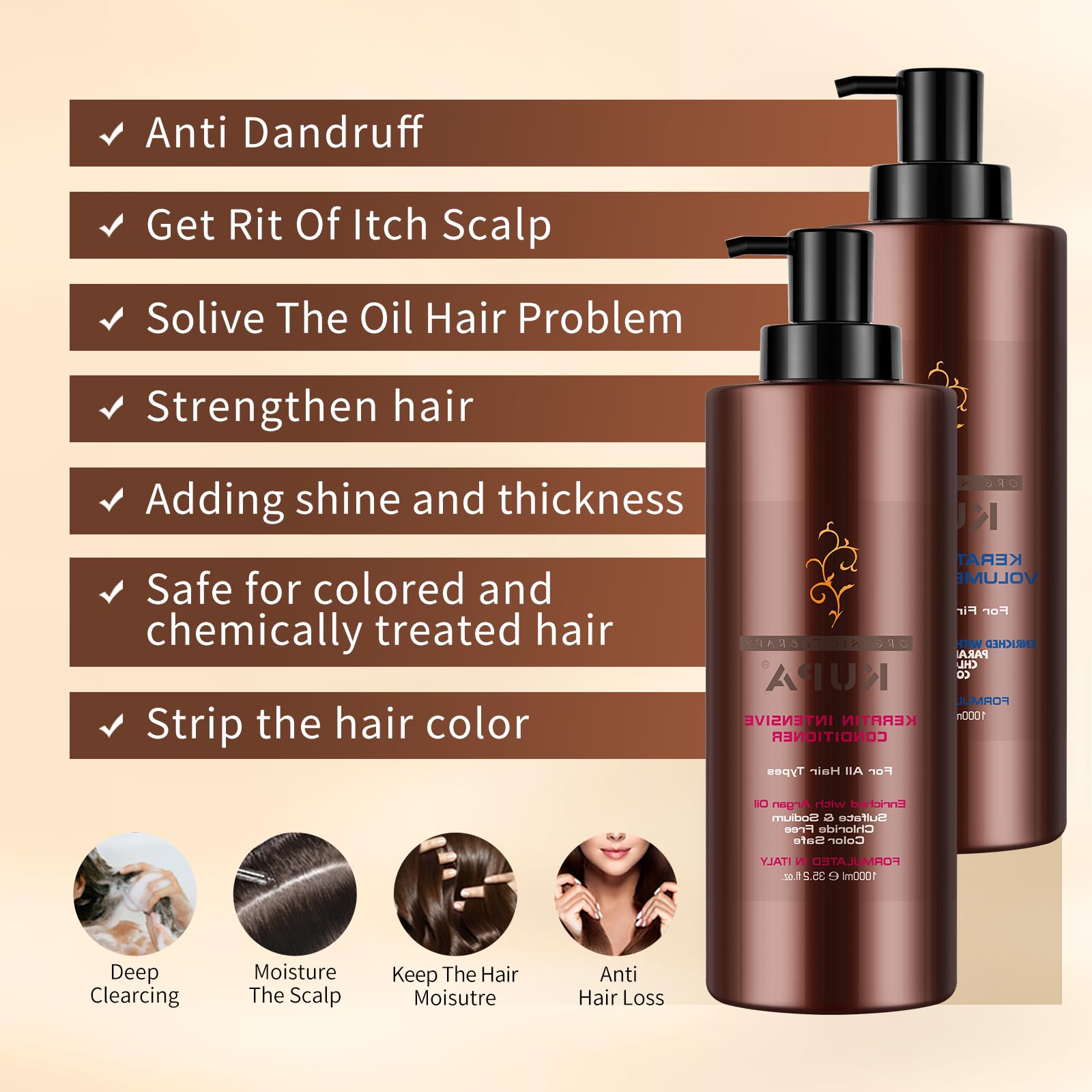 NUSPA Keratin Extra Volume Shampoo & Conditioner Set – Argan Oil, Sulfate-Free