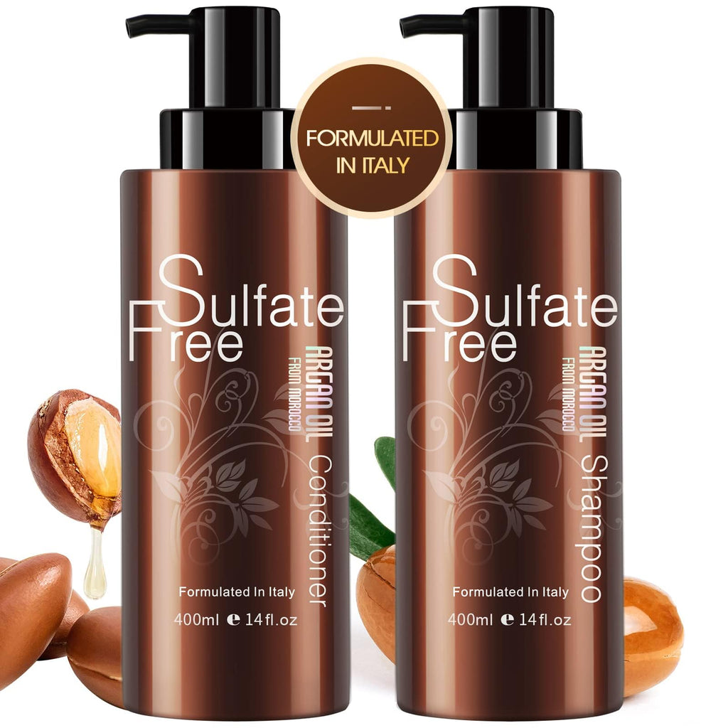 NUSPA Moisturizing Organic Moroccan Argan Oil Shampoo & Conditioner Set – Sulfate Free, Color Safe