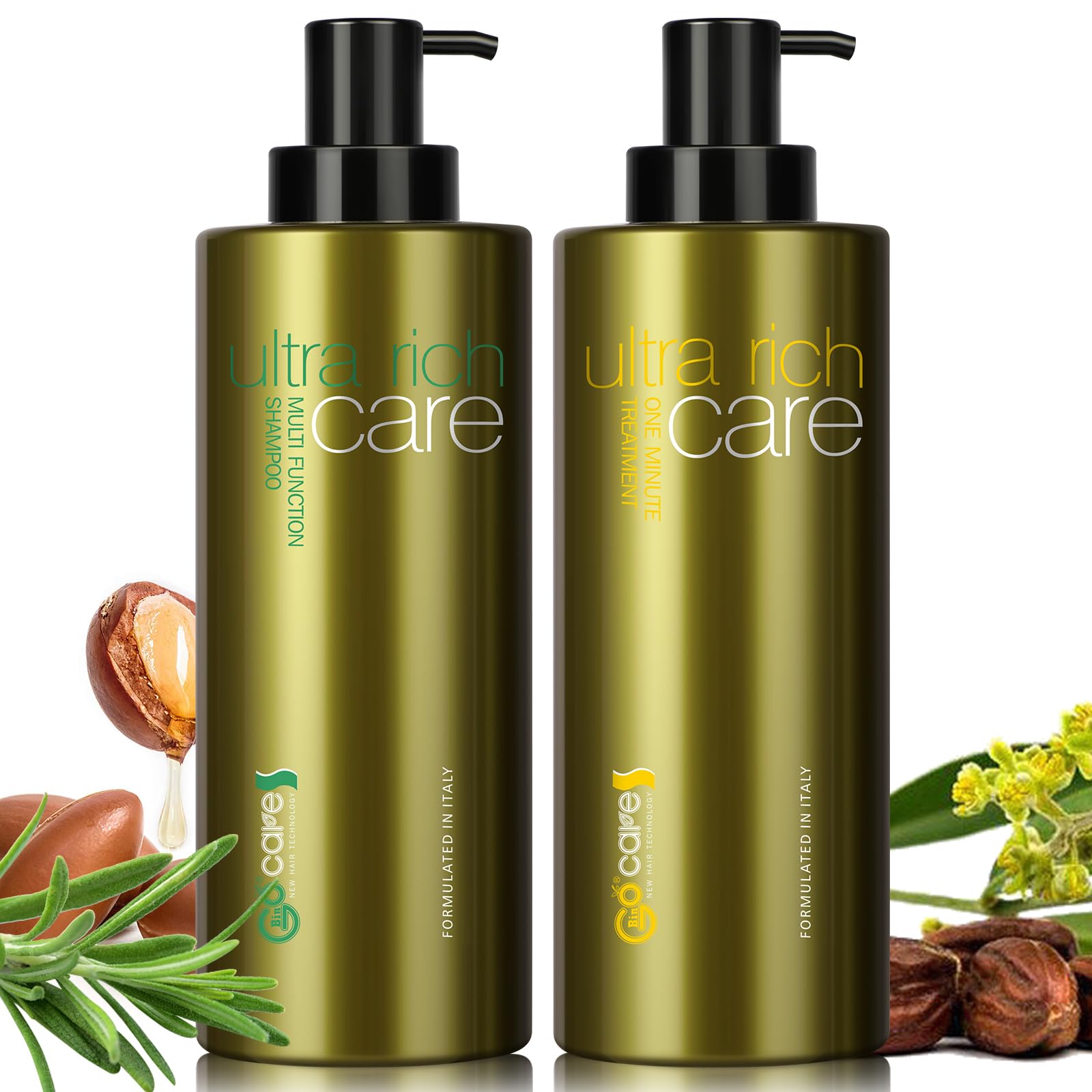 NUSPA Natrual Sulfate-Free Argan Oil Shampoo & Conditioner Set | Ultrarich Care for Damaged Dry Curly Hair