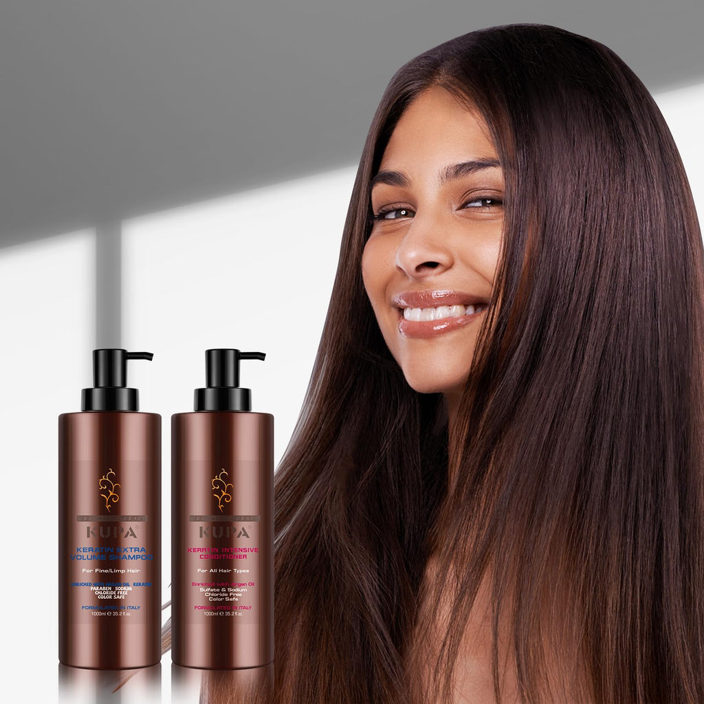 NUSPA Keratin Extra Volume Shampoo & Conditioner Set – Argan Oil, Sulfate-Free