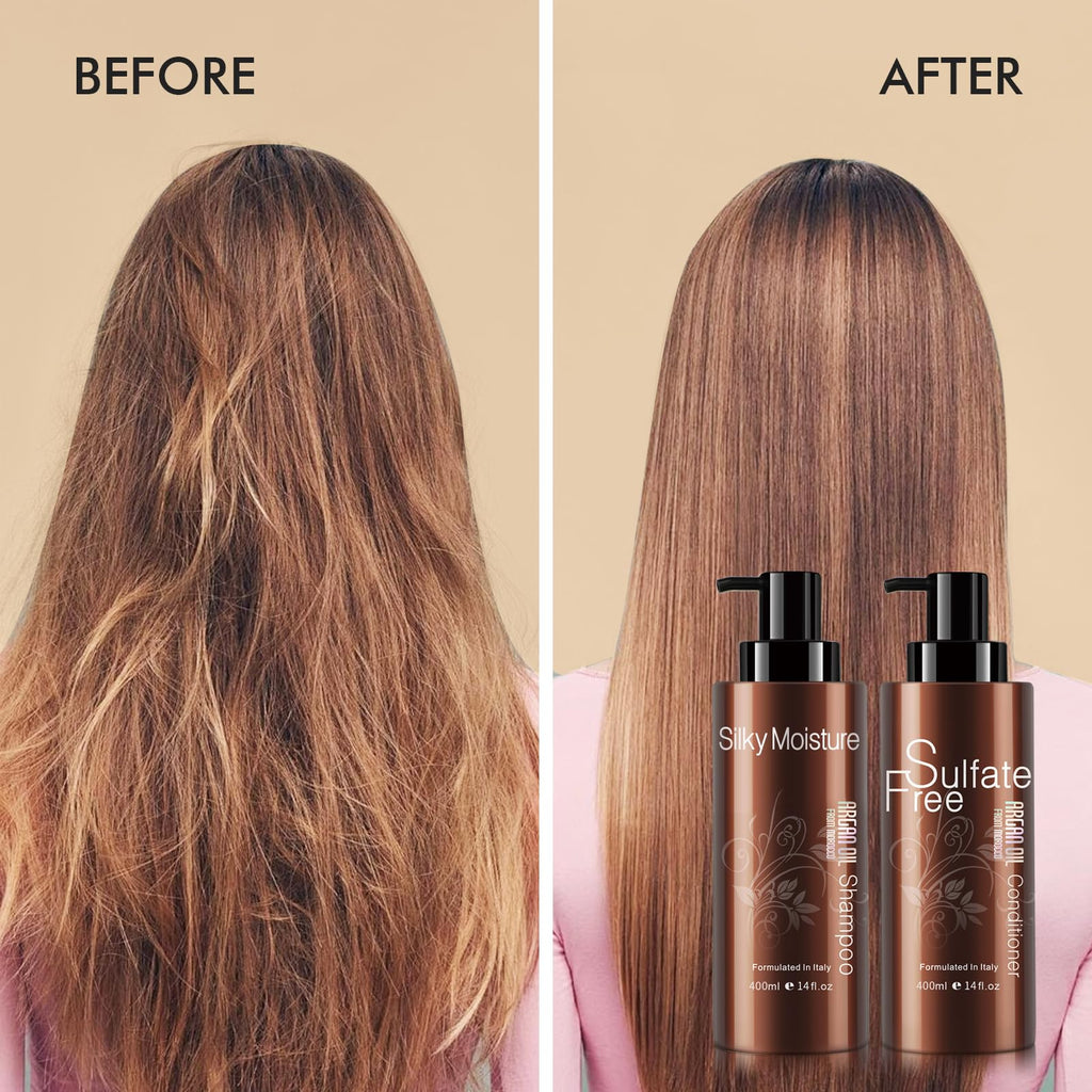 NUSPA Moisturizing Organic Moroccan Argan Oil Shampoo & Conditioner Set – Sulfate Free, Color Safe