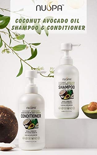 NUSPA Coconut Avocado Shampoo & Conditioner Set — Color Safe, Sulfate Free, Ultra Moisture