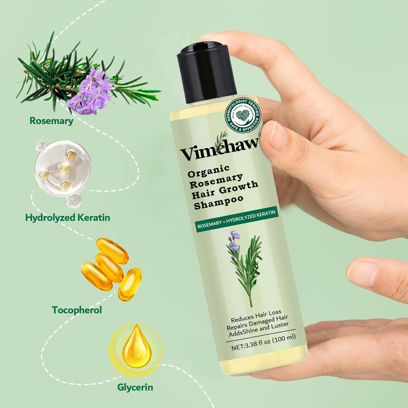 NUSQO Organic Rosemary Scalp Balance Shampoo — Gentle Cleanse for Fuller-Looking Hair