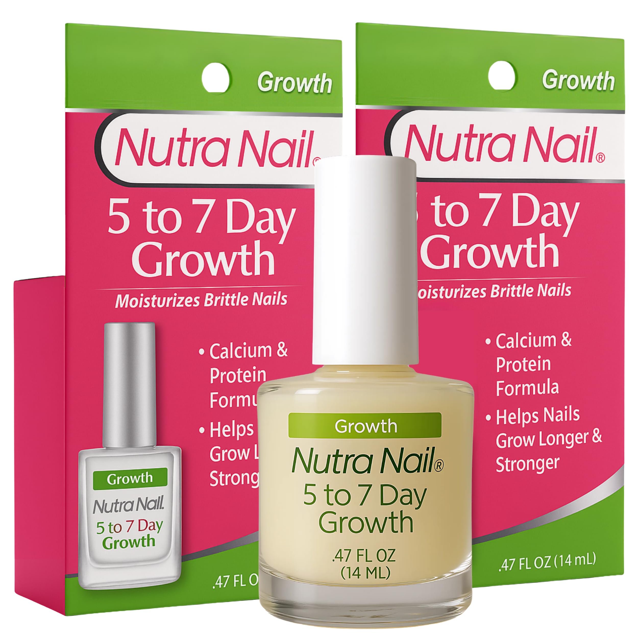 Nutra Nail 5 to 7 Day Growth Treatment - Fast Nail Strengthener Repair Serum (0.47 fl oz) Pack of 2