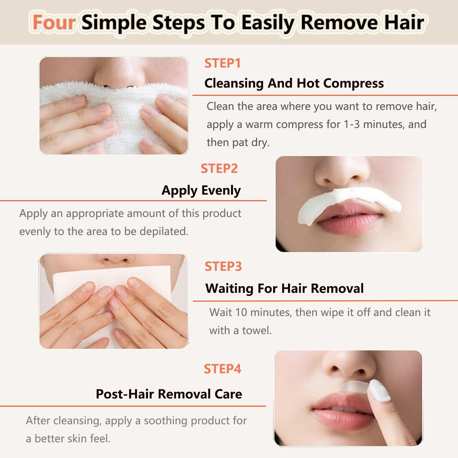 Nutraboost Women's Facial Hair Removal Cream Set – 4 Min, 7 Days Smooth, 3pcs