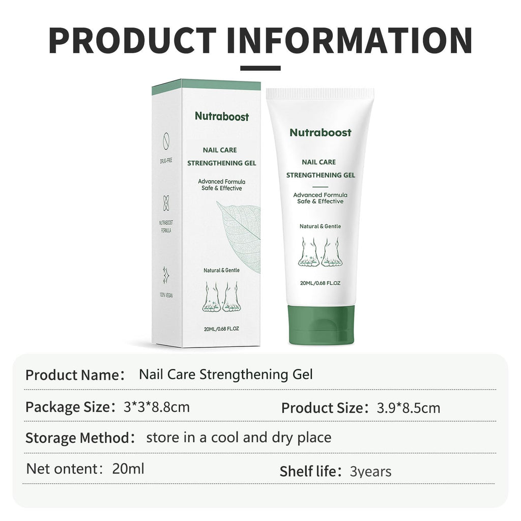 Nutraboost Natural Nail Care Gel – Strengthening Cuticle Serum for Damaged Nails, 20 ml (2-Pack)